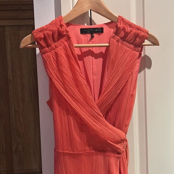 🎀 Revolve x house of Harlow 1960 wrap mesh midi dress coral - Picture 5 of 11